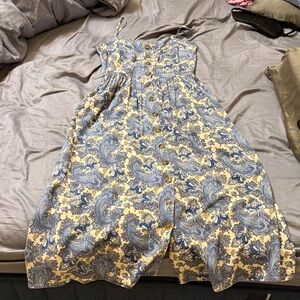 H&M Blue and Cream Paisley Midi Dress